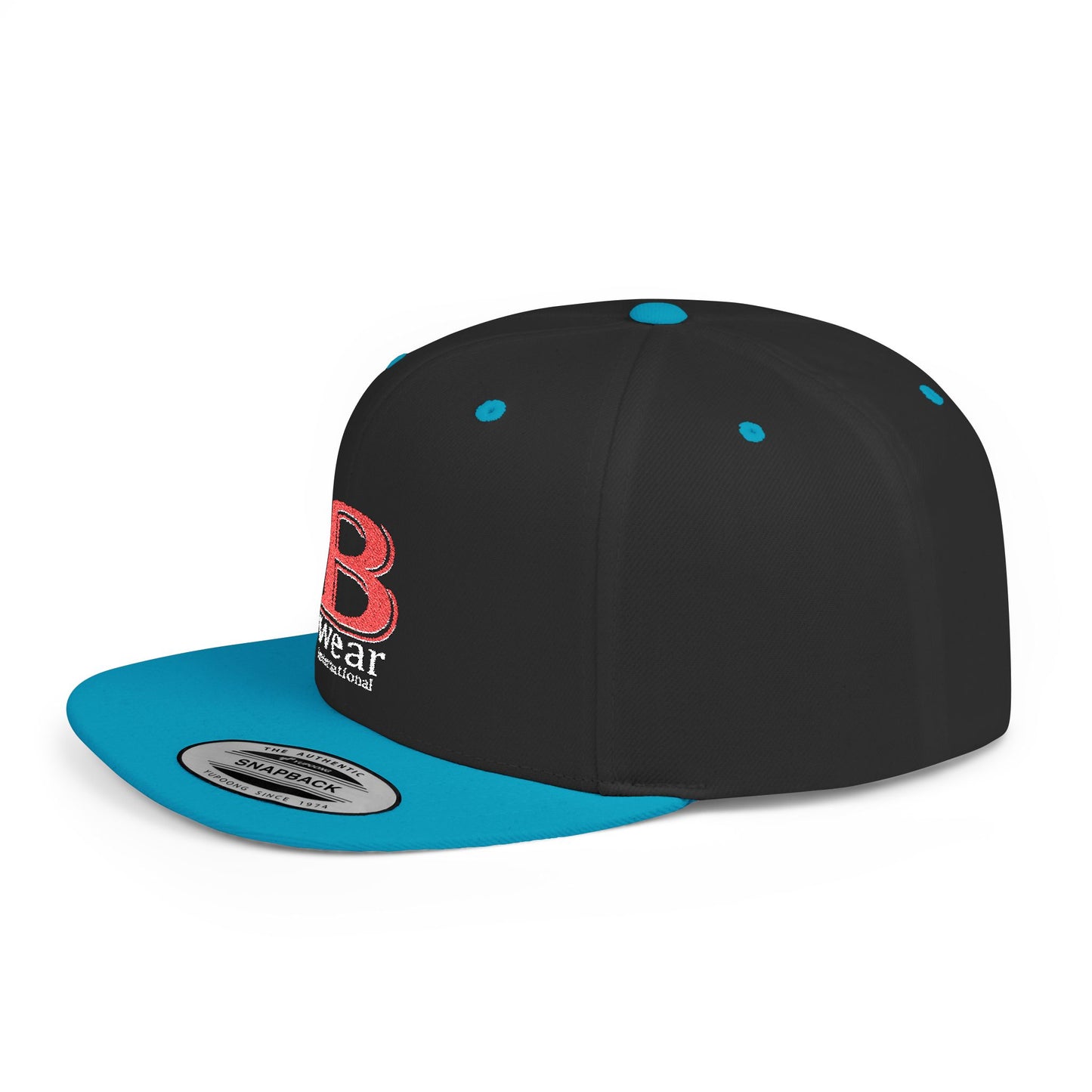 B Wear Flat Bill Snapback Hat with Bold 'B' Emblem