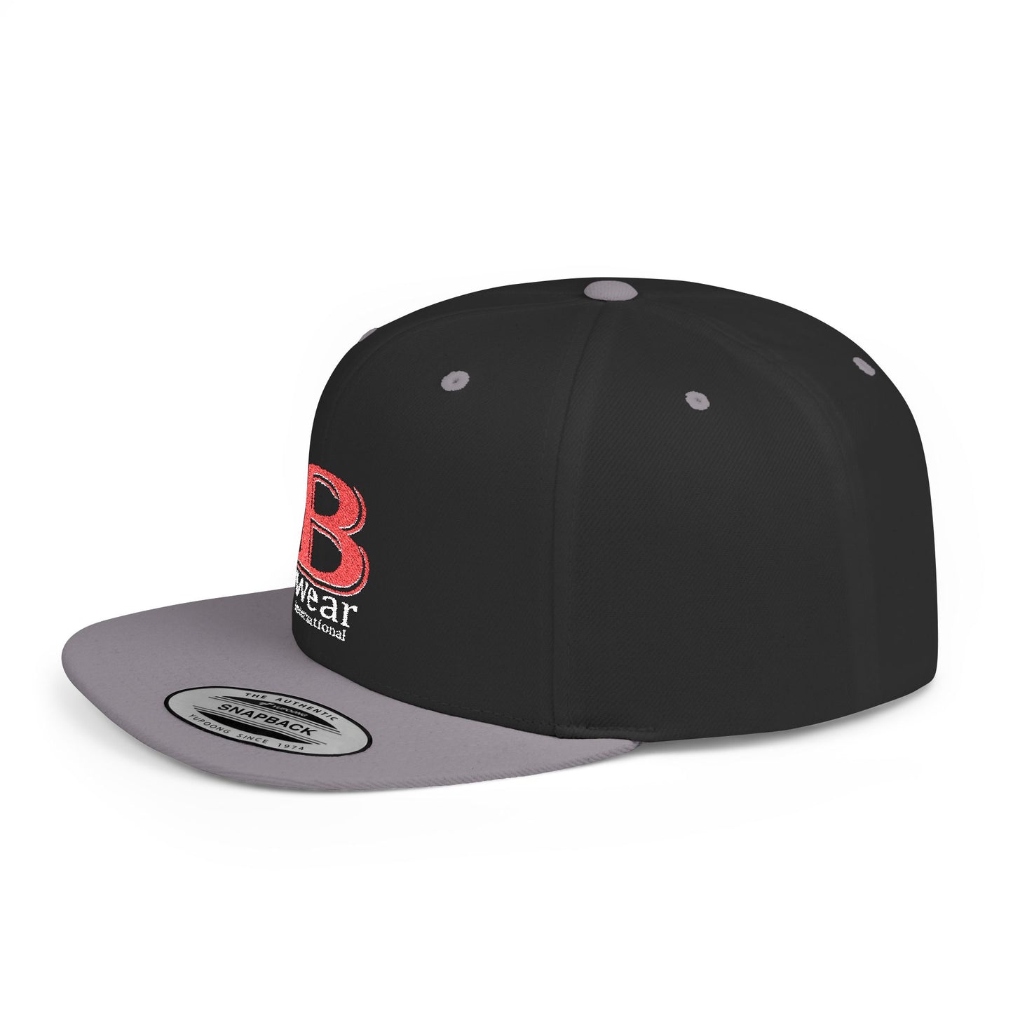 B Wear Flat Bill Snapback Hat with Bold 'B' Emblem