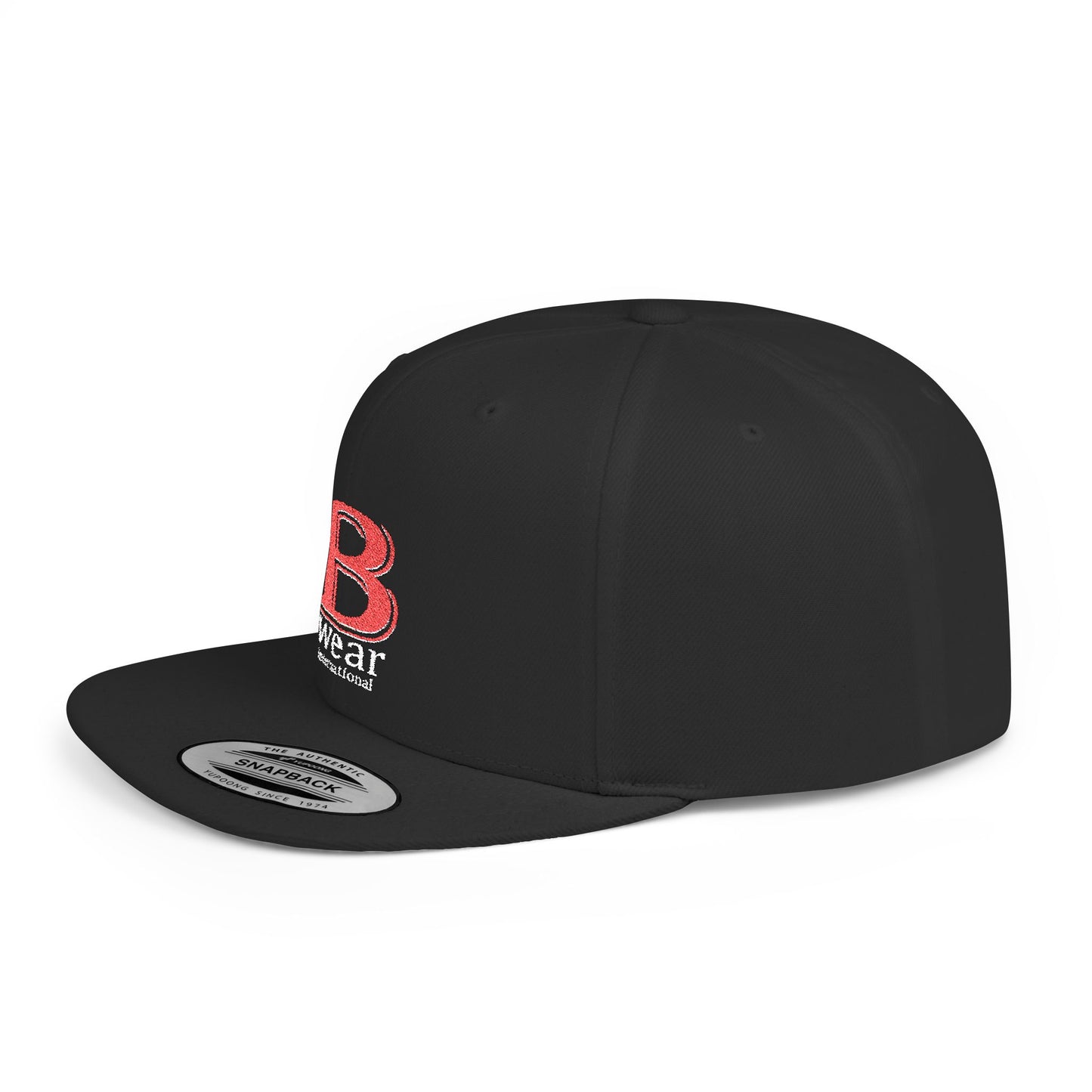 B Wear Flat Bill Snapback Hat with Bold 'B' Emblem
