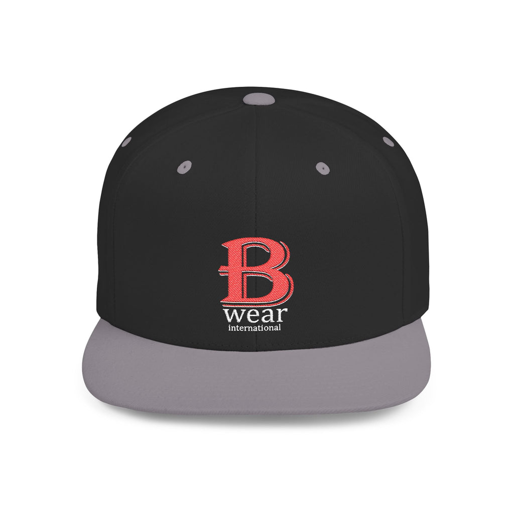 B Wear Flat Bill Snapback Hat with Bold 'B' Emblem