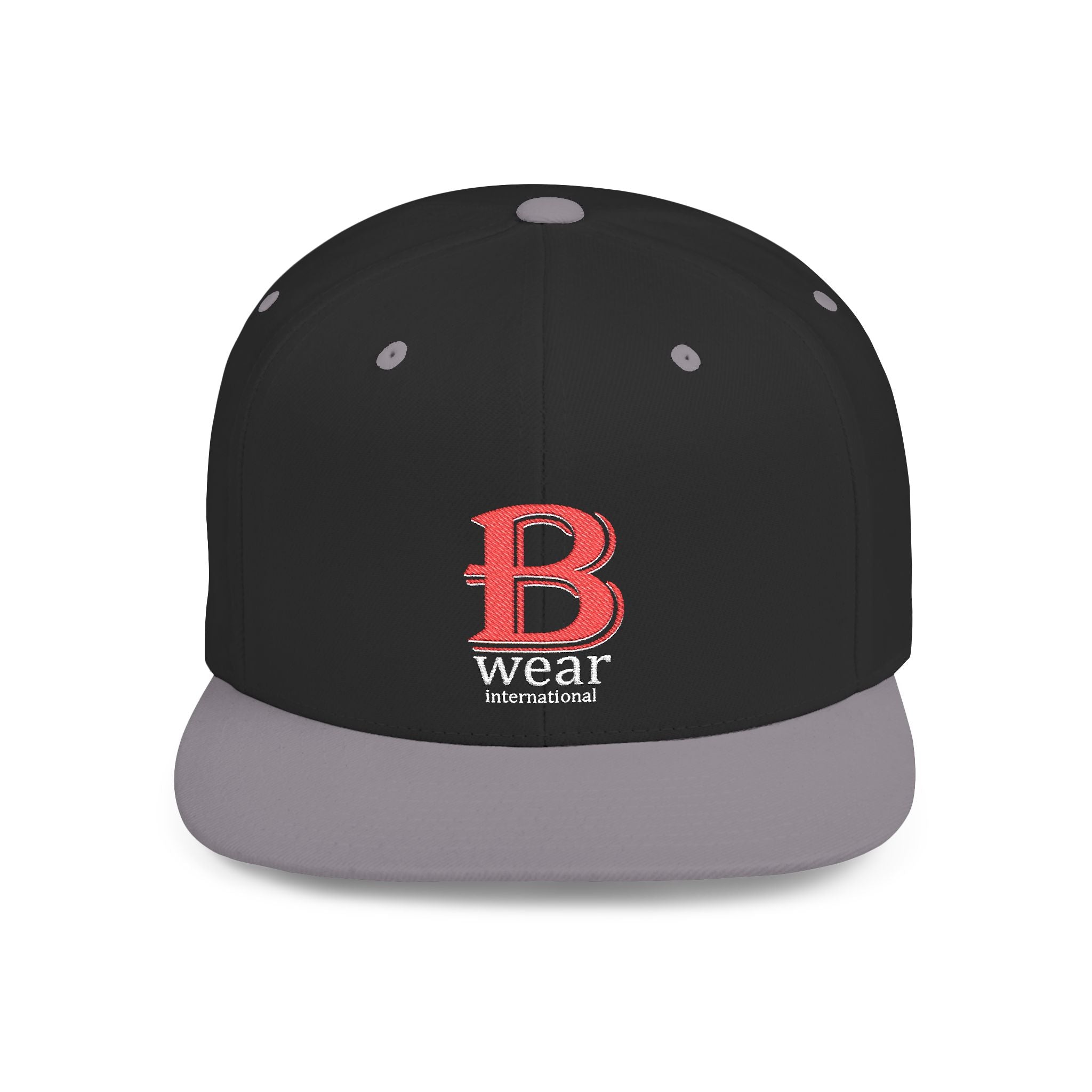 B Wear Flat Bill Snapback Hat with Bold 'B' Emblem