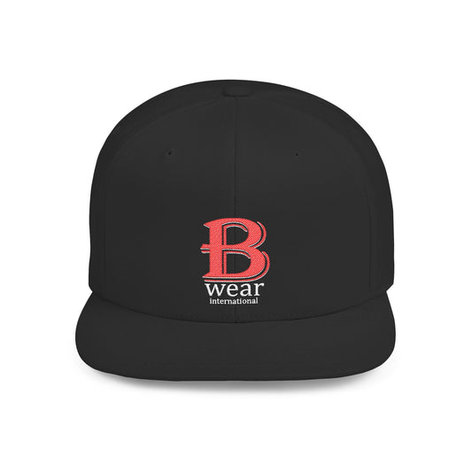B Wear Flat Bill Snapback Hat with Bold 'B' Emblem