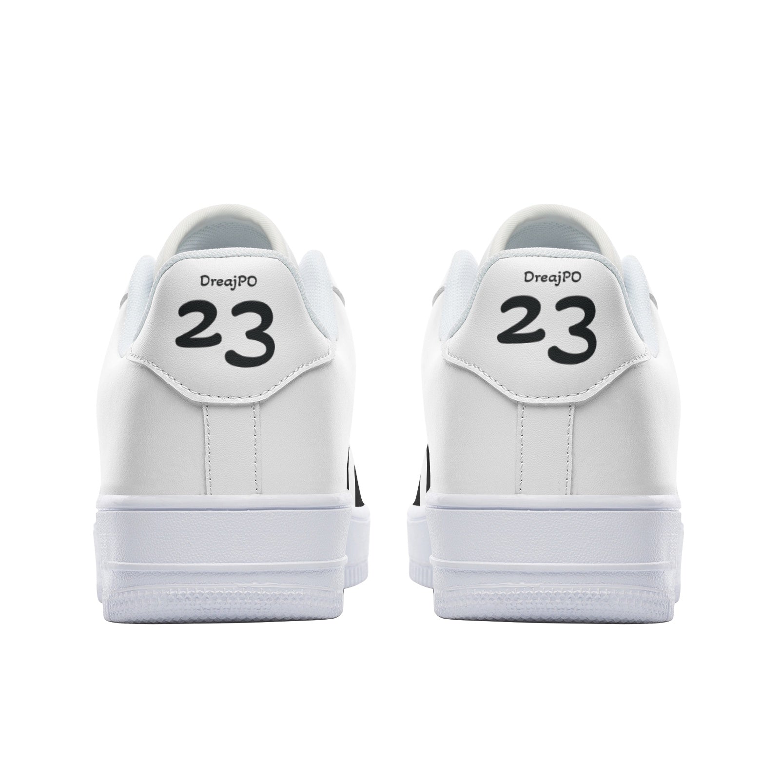 DreajPo 23 White Low Top Leather Sneakers